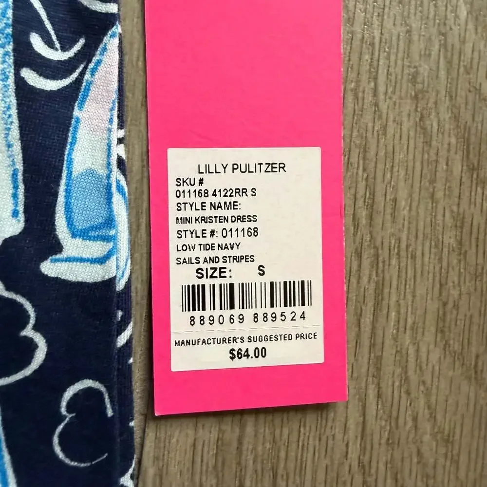 Lilly Pulitzer Kids Mini Kristen Dress Low Tide Navy Sails And Stripes Size S